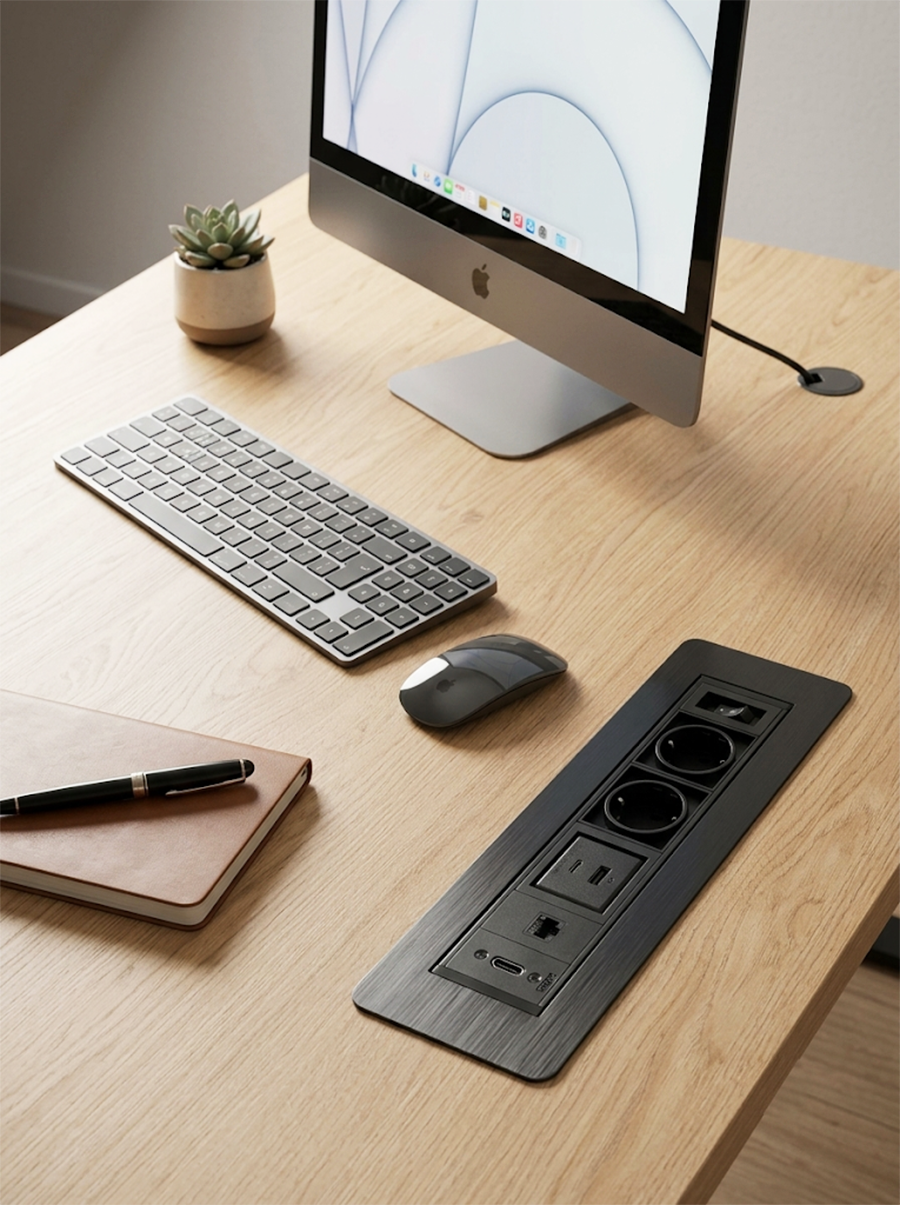 Schuko Manual Rotating Desk Socket With USB-A+USB-C