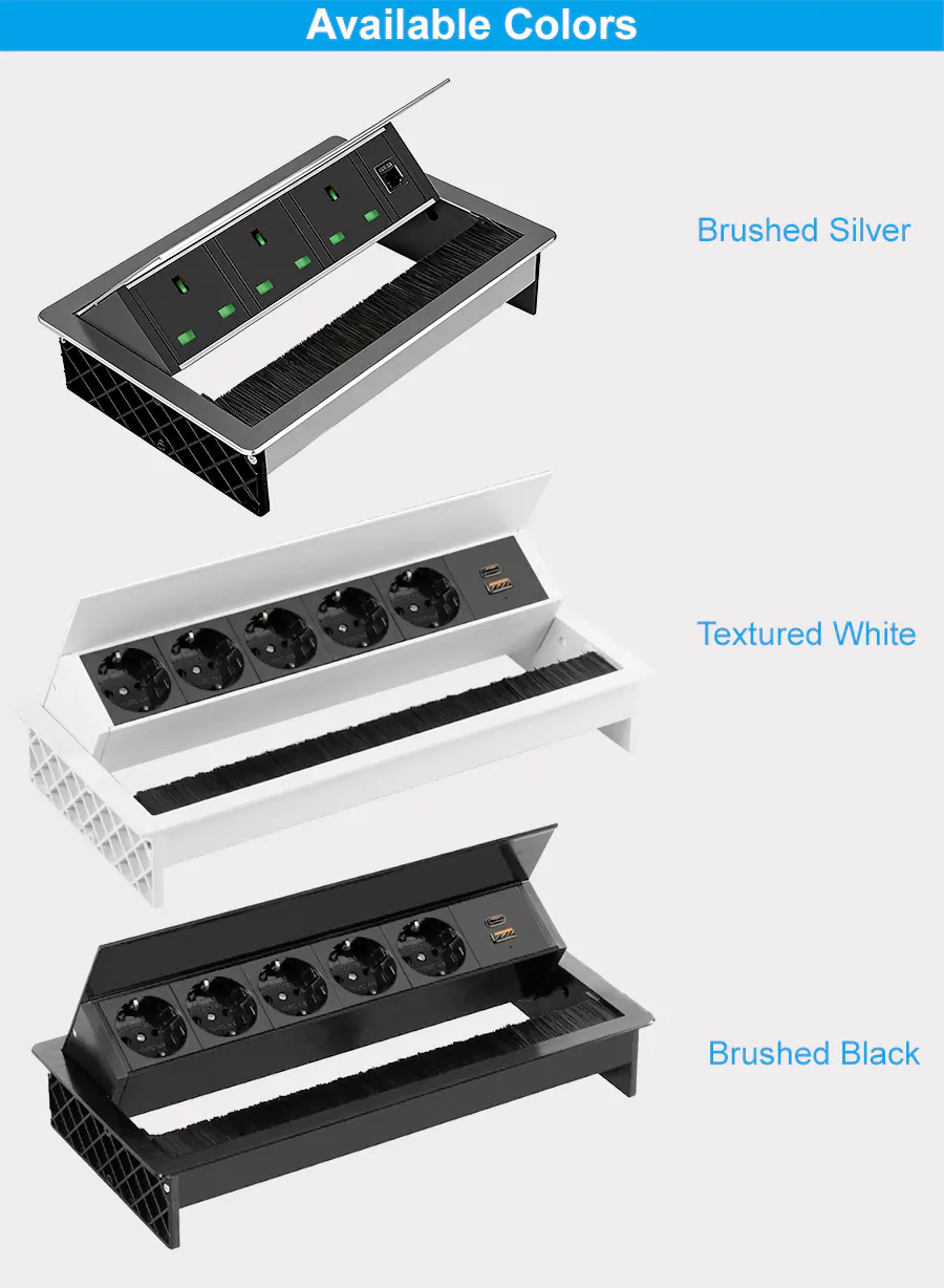 Dimension and cut-out size diagram for NPR-F1584 flip-up desk socket (302x149 mm)
