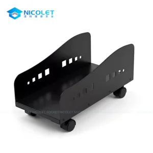 Nicolet Workspace NPZ-7 mobile CPU stand cart with 360 swivel locking casters in Matte Black