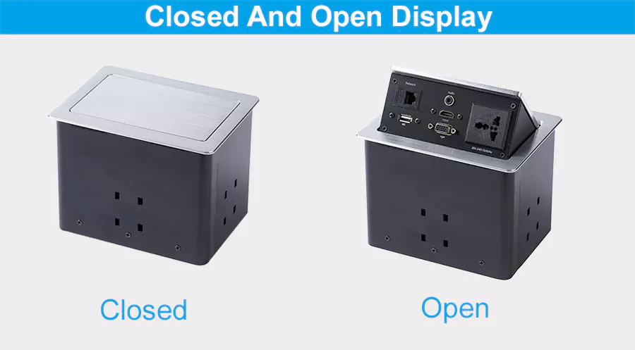 Multimedia Pneumatic Pop-Up Desk Power Sockets with 3.5 Audio VGA for office | Nicolet NPR-1752 Multimedia Pneumatic Pop-Up Desk Power Sockets