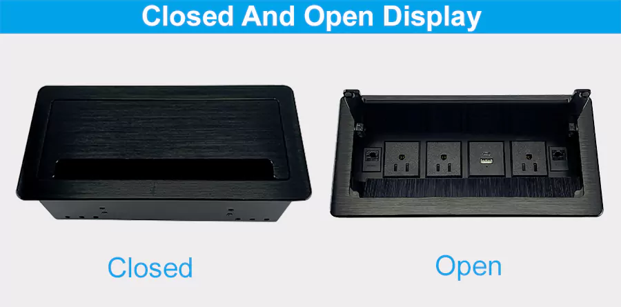 Universal Flip-Up Desk Sockets with USB, VGA, HDMI, CAT6 RJ45 for Conference Room | Nicolet NPR-L0214 Flip-Up Desk Sockets with USB