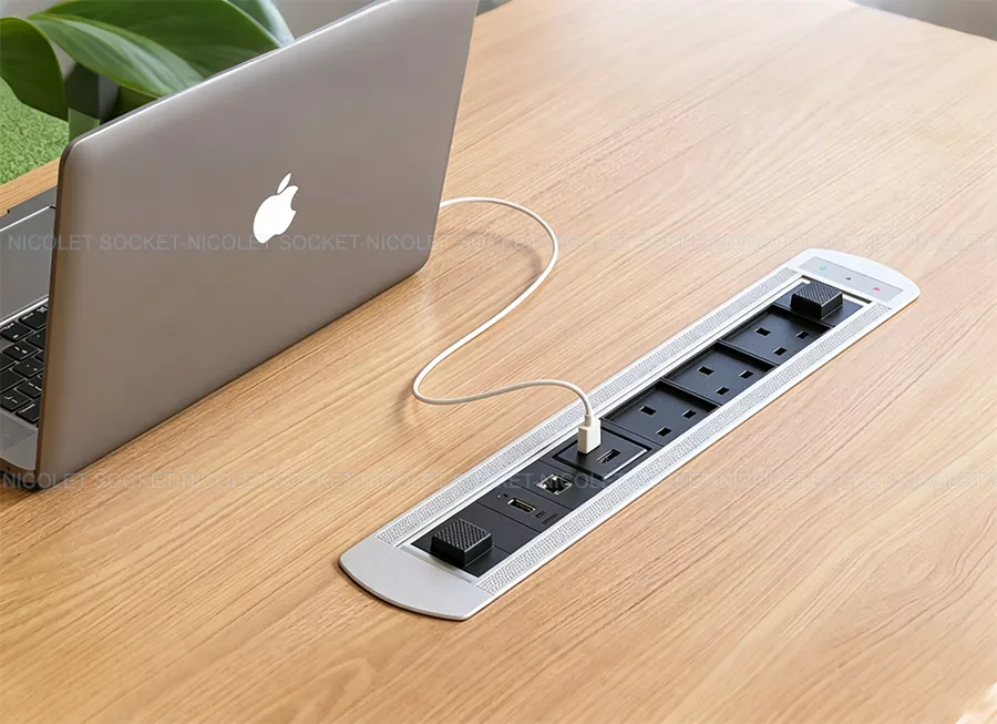 customized motorized rotating desk socket with usb type c aluminum alloy for office table | nicolet npr 200e