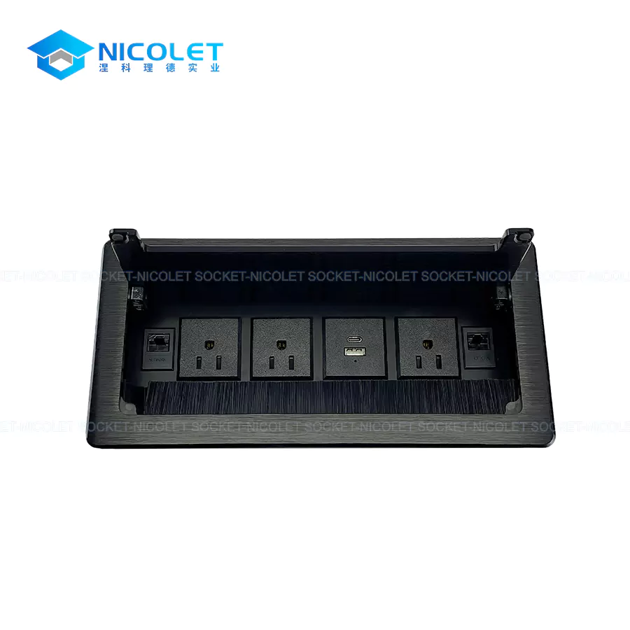 universal flip up desk sockets with usb, vga, hdmi, cat6 rj45 for conference room | nicolet npr l0214 Flip-Up Desk Sockets with USB