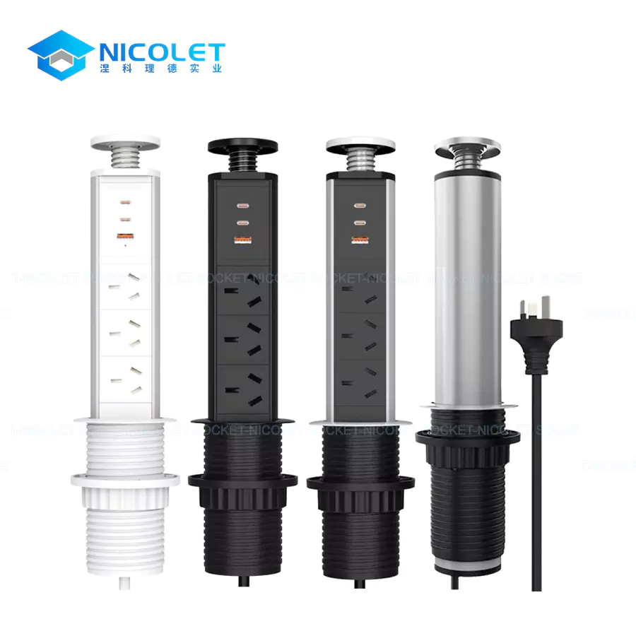 manual pull up multifunctional desk sockets with usb a+2*usb c for office desk | nicolet npr 0600 Manual Pull-Up Multifunctional Desk Sockets