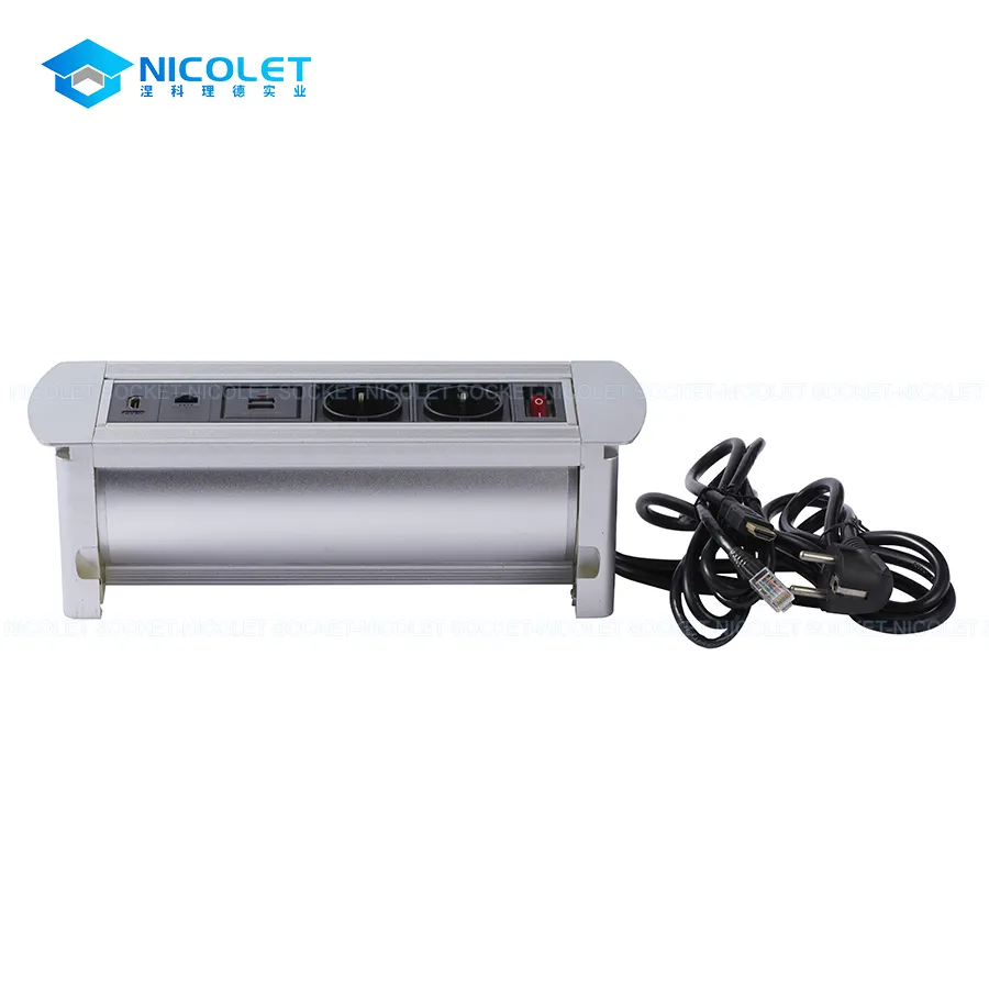 uk manual rotating desk power socket with usb, hdmi, vga for office table | nicolet npr 303e Desk Power Socket With USB