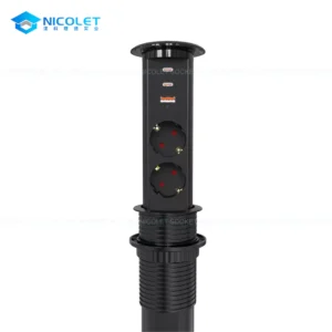 Motorized Pop-Up Recessed Desk Sockets With Qi Wireless Charging