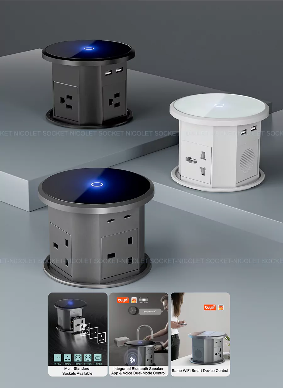 Motorized Pop-Up Desk Sockets With USB