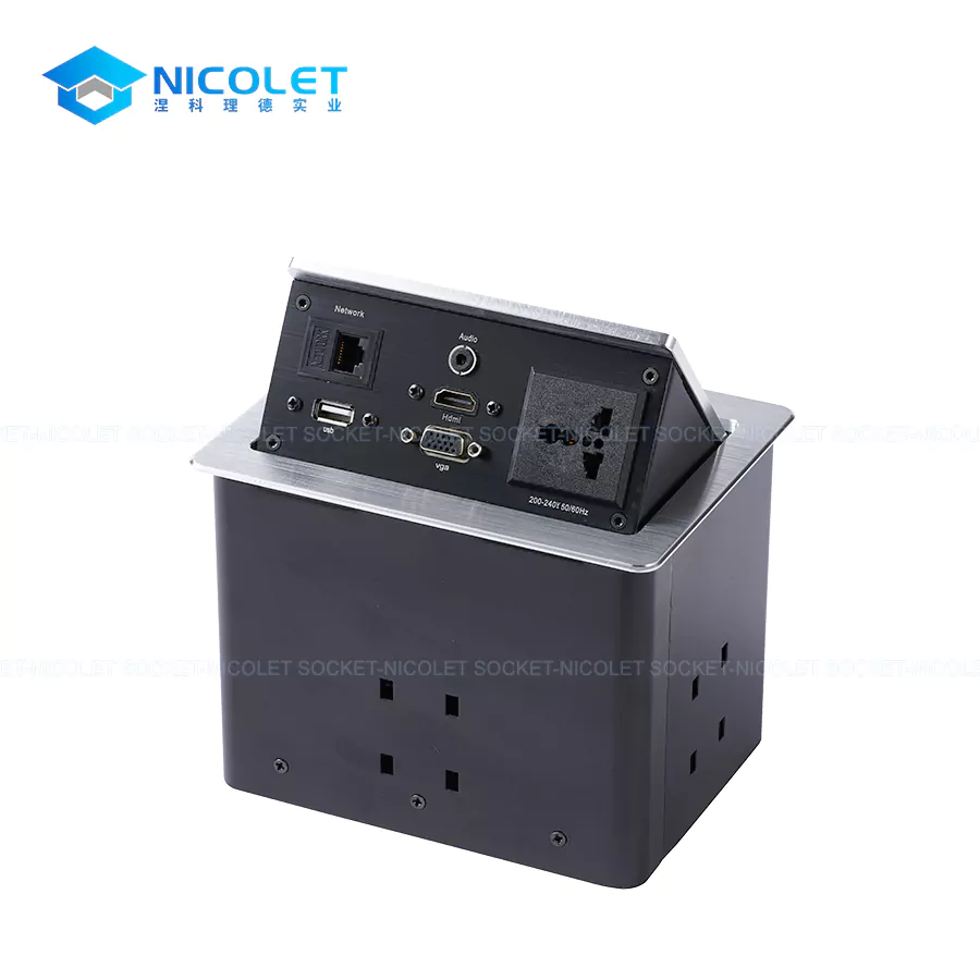 Pop-Up Desk Sockets & Modules Multimedia Pneumatic Pop-Up Desk Power Sockets
