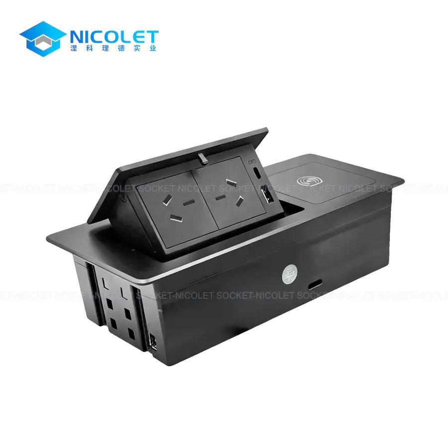 furniture pop up desk sockets with qi wireless charging for home office desk | nicolet npr 053 Pop-Up Desk Sockets With Qi Wireless Charging