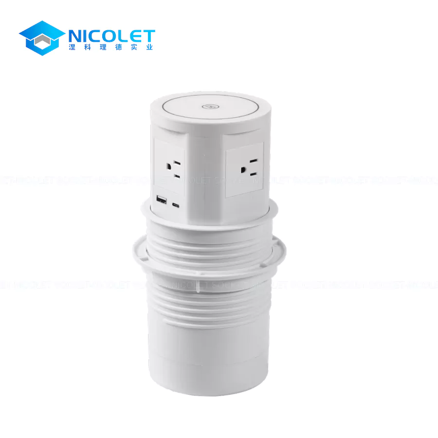 pneumatic pop up desk sockets with usb a+usb c for office meeting table | nicolet npr 1200 Pneumatic Pop-Up Desk Sockets