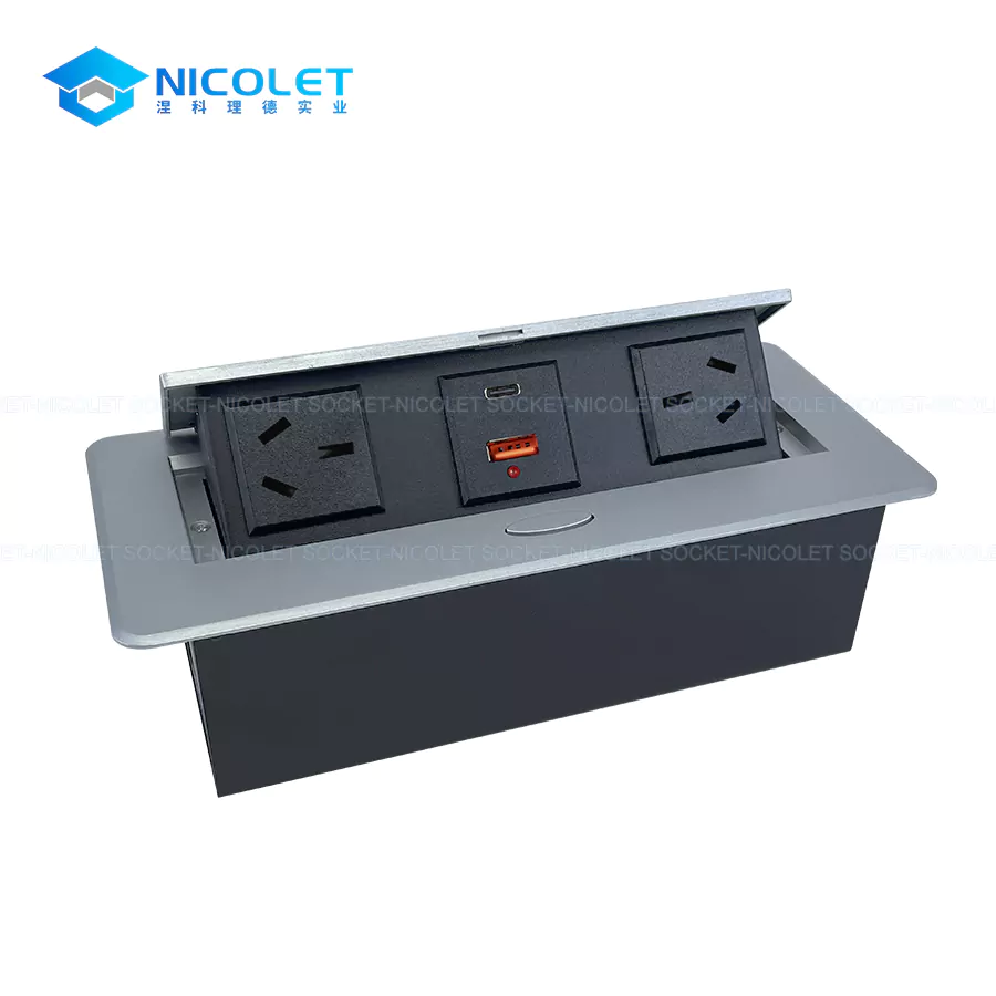 schuko sockets pop up desk power outlet for office conference rooms | nicolet npr 032 Schuko Sockets Pop-Up Desk Power Outlet