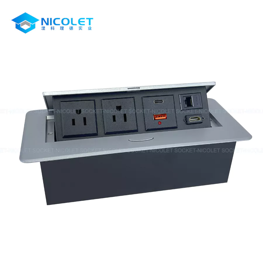 schuko sockets pop up desk power outlet for office conference rooms | nicolet npr 032 Schuko Sockets Pop-Up Desk Power Outlet