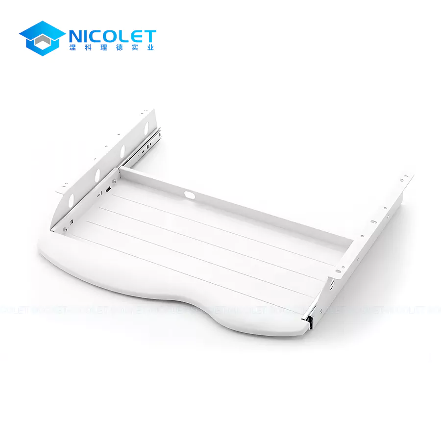 nicolet npk 4 steel under desk keyboard tray | ergonomic office solutions Under-desk slide mechanism and durable steel tray profile of the Nicolet NPK-4