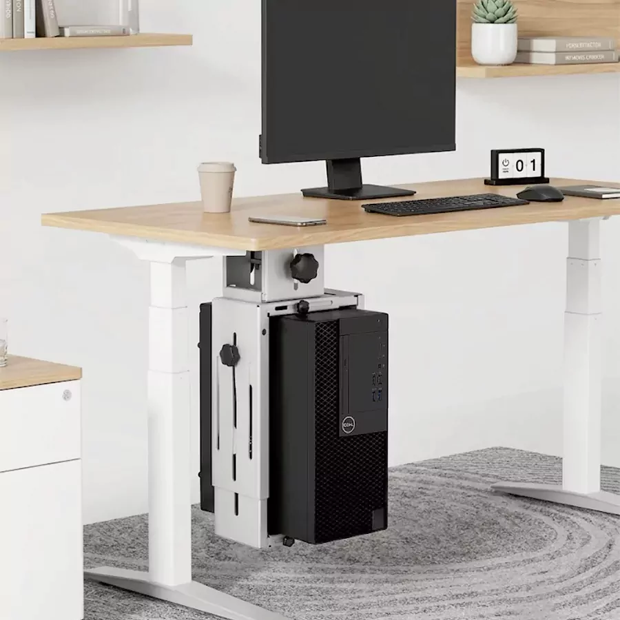 nlc 09 under desk adjustable cpu holder | clampable steel mount | nicolet workspace adjustable CPU holder