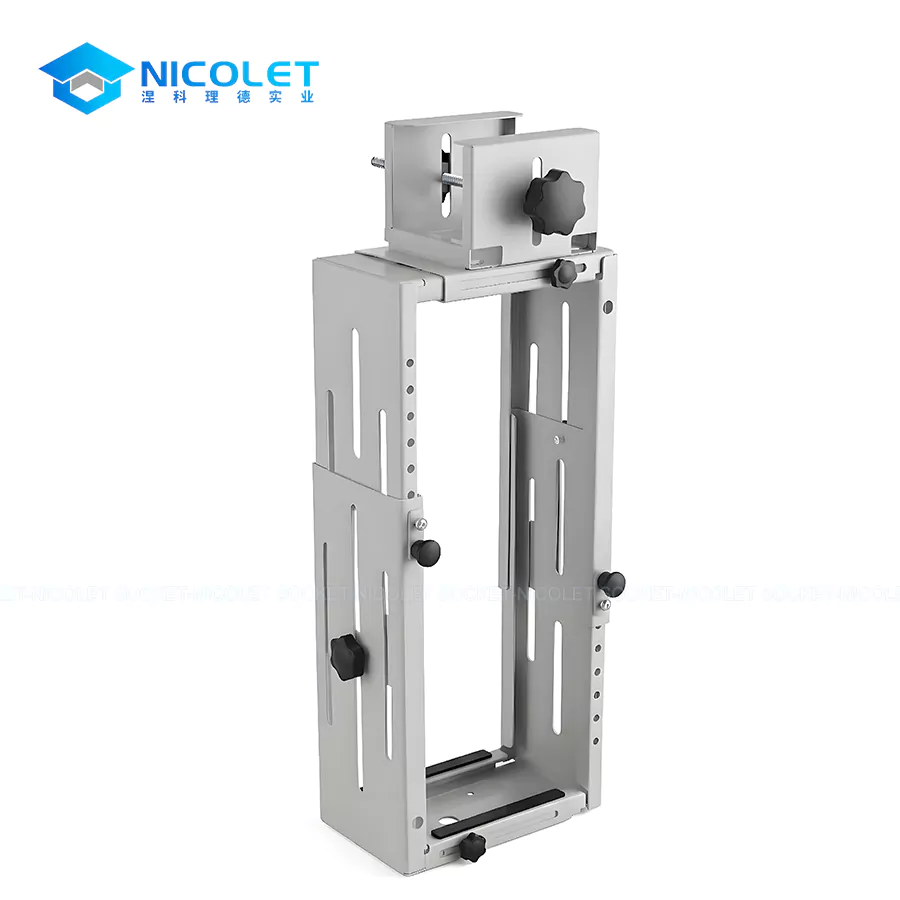 nlc 09 under desk adjustable cpu holder | clampable steel mount | nicolet workspace adjustable CPU holder