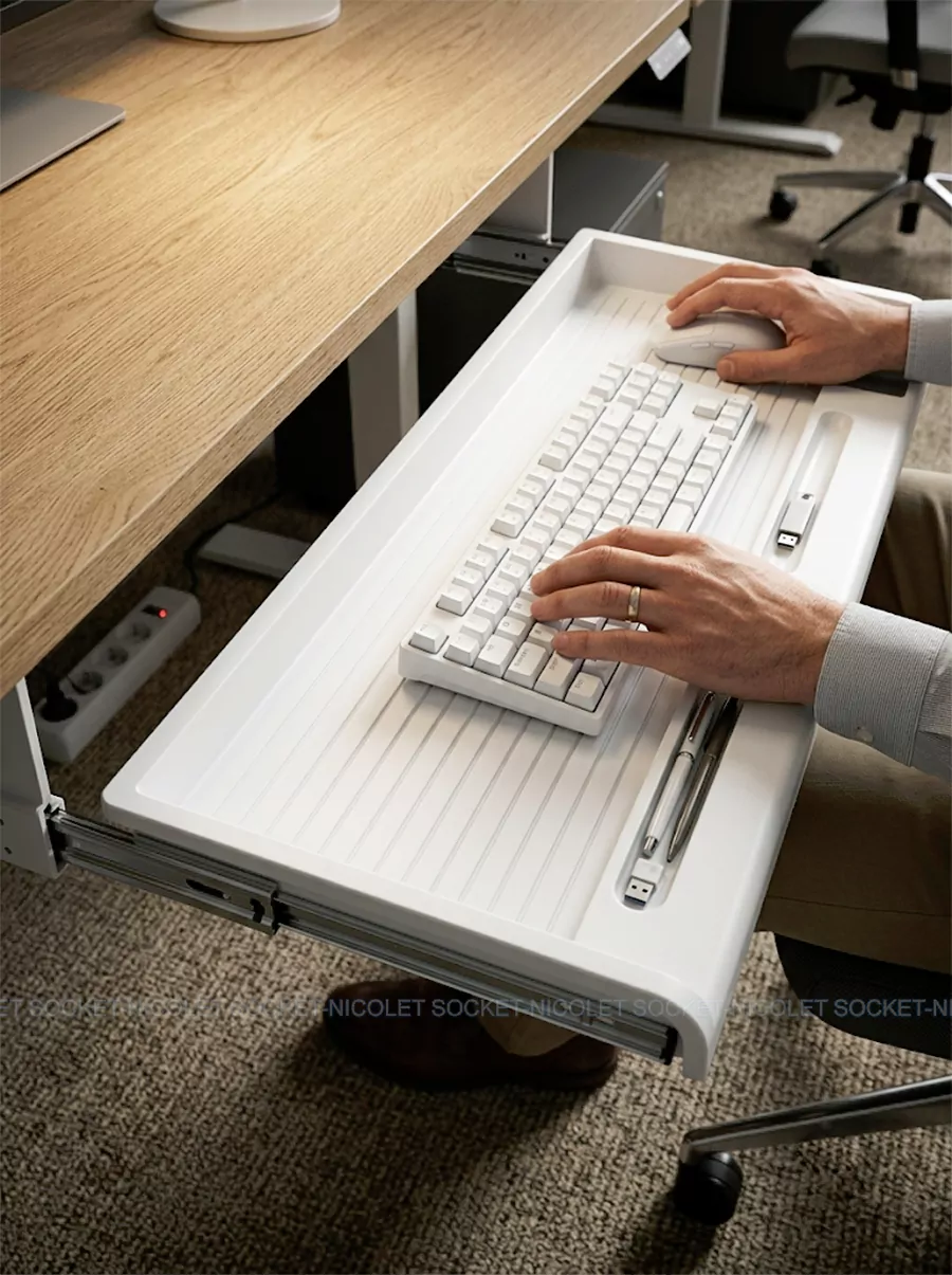 Dimension diagram showing 535x325 mm size for NPK-1 under-desk keyboard tray