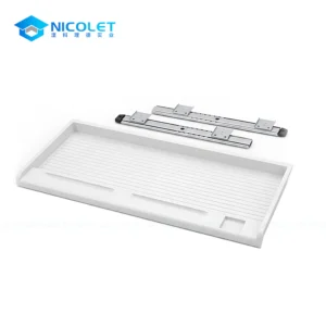 NPK-1 height-adjustable sliding keyboard drawer installed under an office standing desk