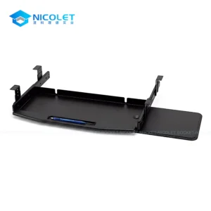 Nicolet Workspace NPK-6 cold-rolled steel ergonomic under desk keyboard tray with swivel mouse platform in matte black finish