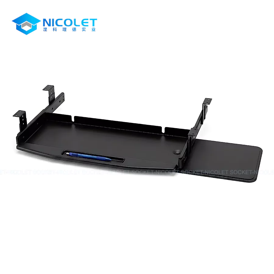 npk 6 ergonomic under desk keyboard tray | height adjustable | nicolet workspace Nicolet Workspace NPK-6 cold-rolled steel ergonomic under desk keyboard tray with swivel mouse platform in matte black finish
