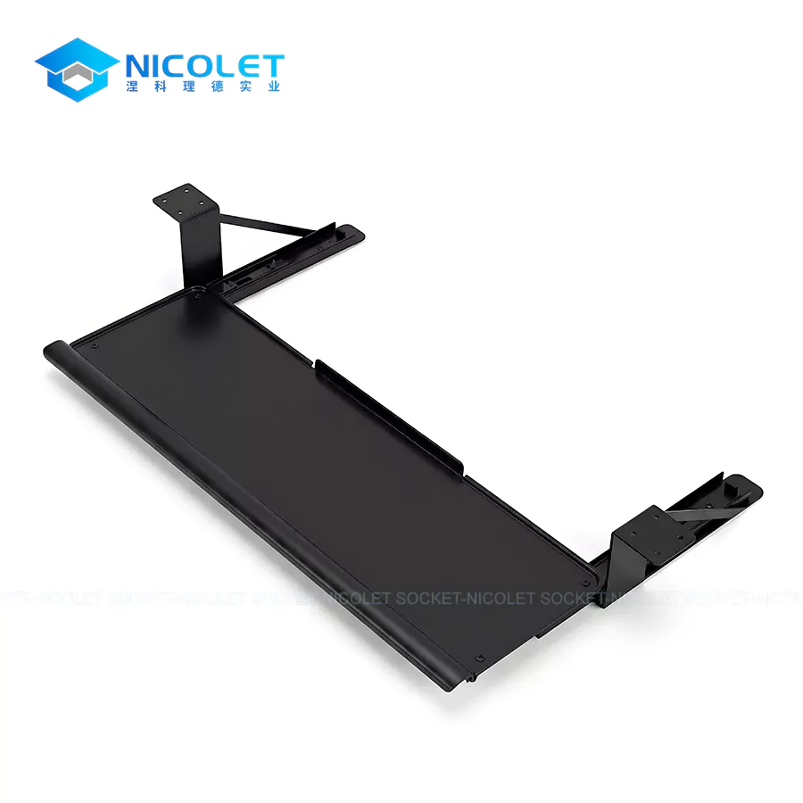 Keyboard Trays & Drawer Systems Nicolet Workspace NPK-8 cold-rolled steel wholesale under-desk keyboard tray with cushioned mouse mat in matte black finish mounted on office desk