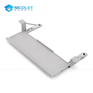 Nicolet Workspace NPK-8 cold-rolled steel wholesale under-desk keyboard tray with cushioned mouse mat in matte black finish mounted on office desk