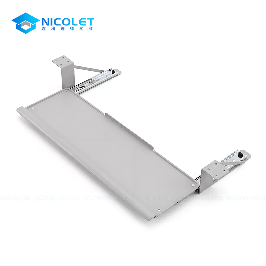 Keyboard Trays & Drawer Systems Nicolet Workspace NPK-8 cold-rolled steel wholesale under-desk keyboard tray with cushioned mouse mat in matte black finish mounted on office desk