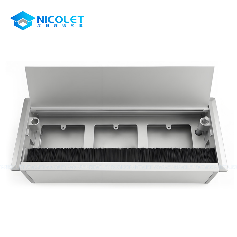 npg 31 soft close aluminum brush desk cable grommet with modular frames | nicolet Aluminum Brush Desk Cable Grommet with Modular Frames