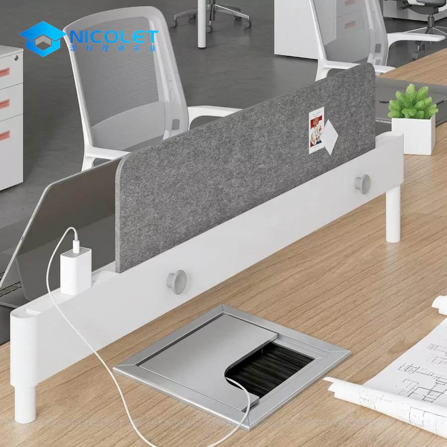 npg 01 square aluminum desk cable grommet | nicolet workspace Desk Cable Grommet