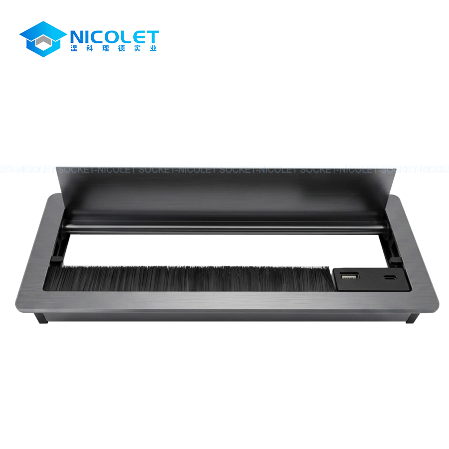 aluminium desk cable grommet with 20w usb charging (npg 15) | nicolet workspace Desk Cable Grommet with 20W USB
