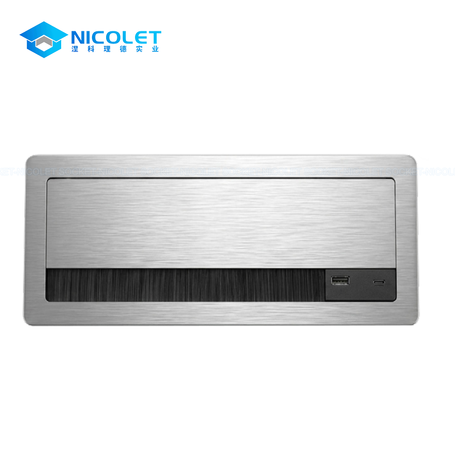 aluminium desk cable grommet with 20w usb charging (npg 15) | nicolet workspace Desk Cable Grommet with 20W USB