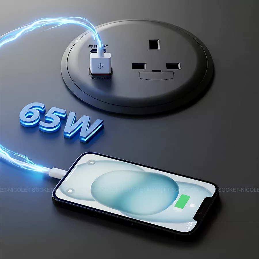 65w hidden desk grommet power socket module npg 0806 | nicolet workspace Desk Grommet Power Socket