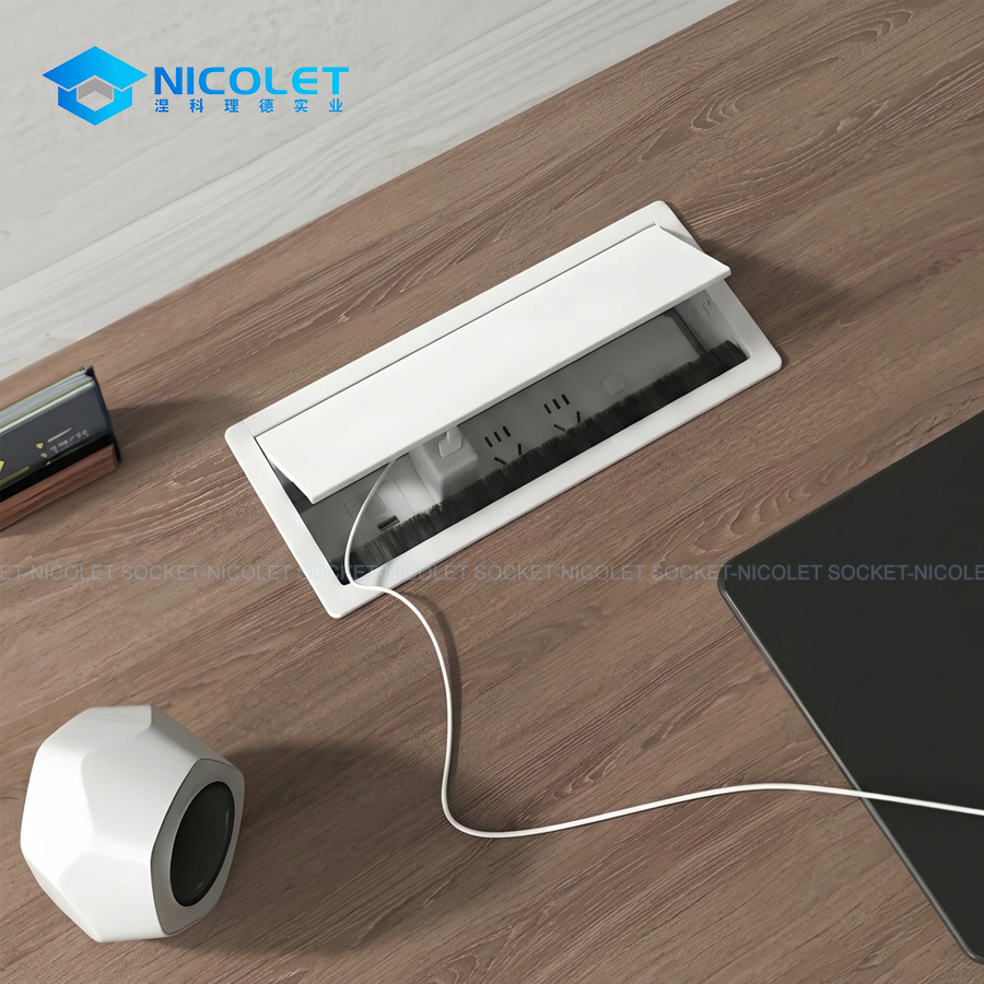 npg 33 soft close desk cable grommet box | modular aluminium cable pass through | nicolet workspace Modular Aluminium Cable Pass Through