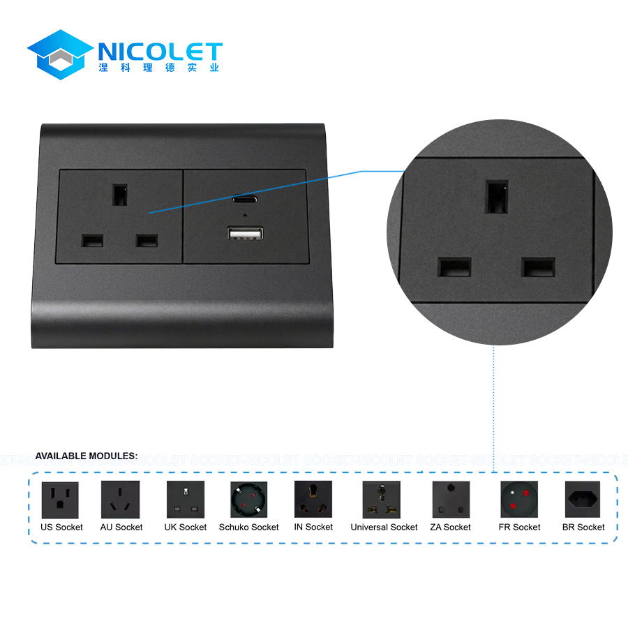 modular corner power socket npc 1080 with 65w usb c pd | nicolet workspace Wholesale Corner Power Socket