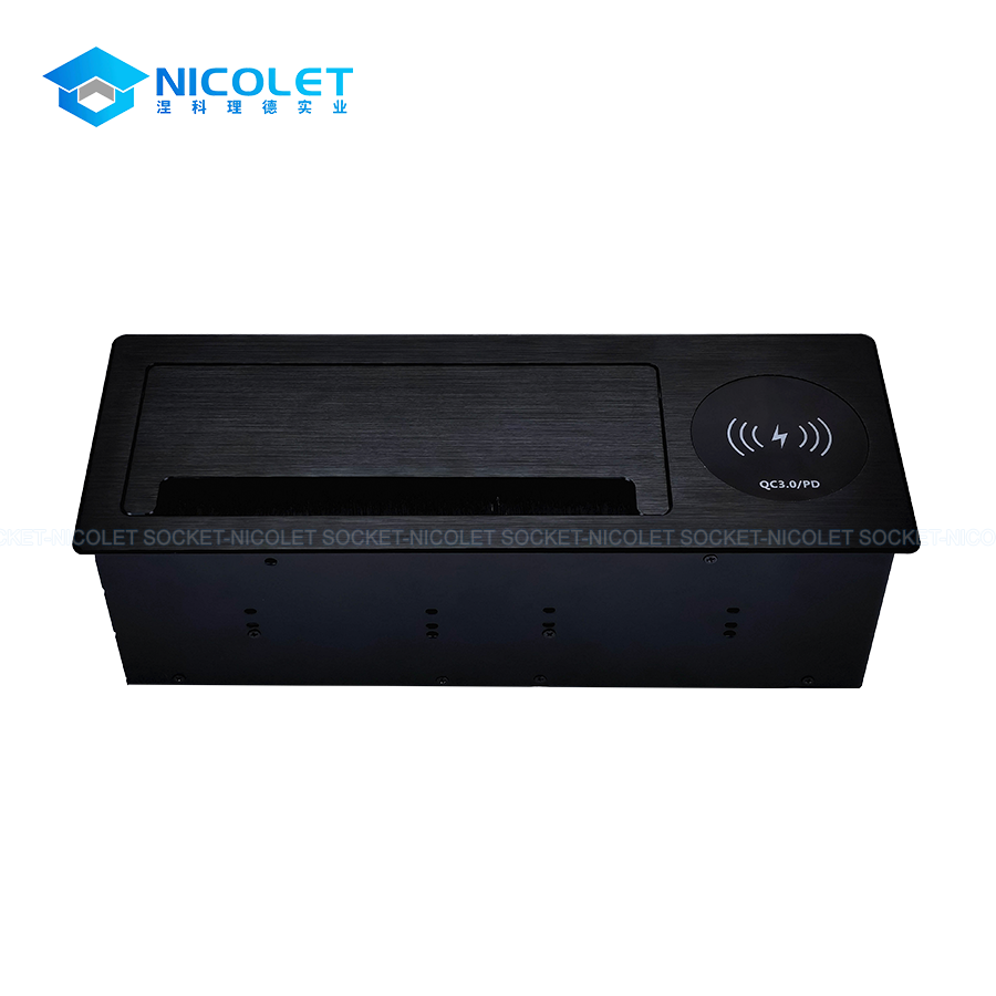 au flip up desktop power socket with wireless charger npr l0351 | nicolet workspace AU Flip-Up Desktop Power Socket Supplier