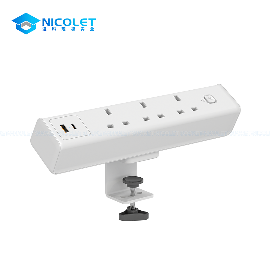 Clamp-On Desk Sockets & Modules Clamp On Desk Power Socket