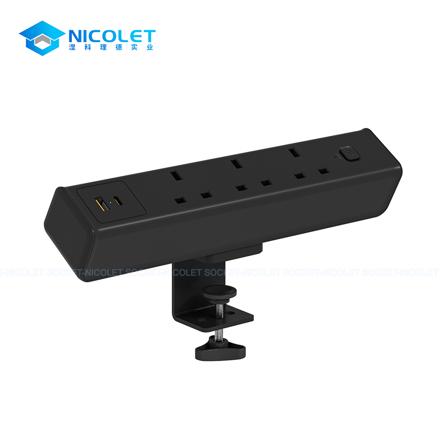 Clamp-On Desk Sockets & Modules Clamp-On Desk Power Strip with USB-C