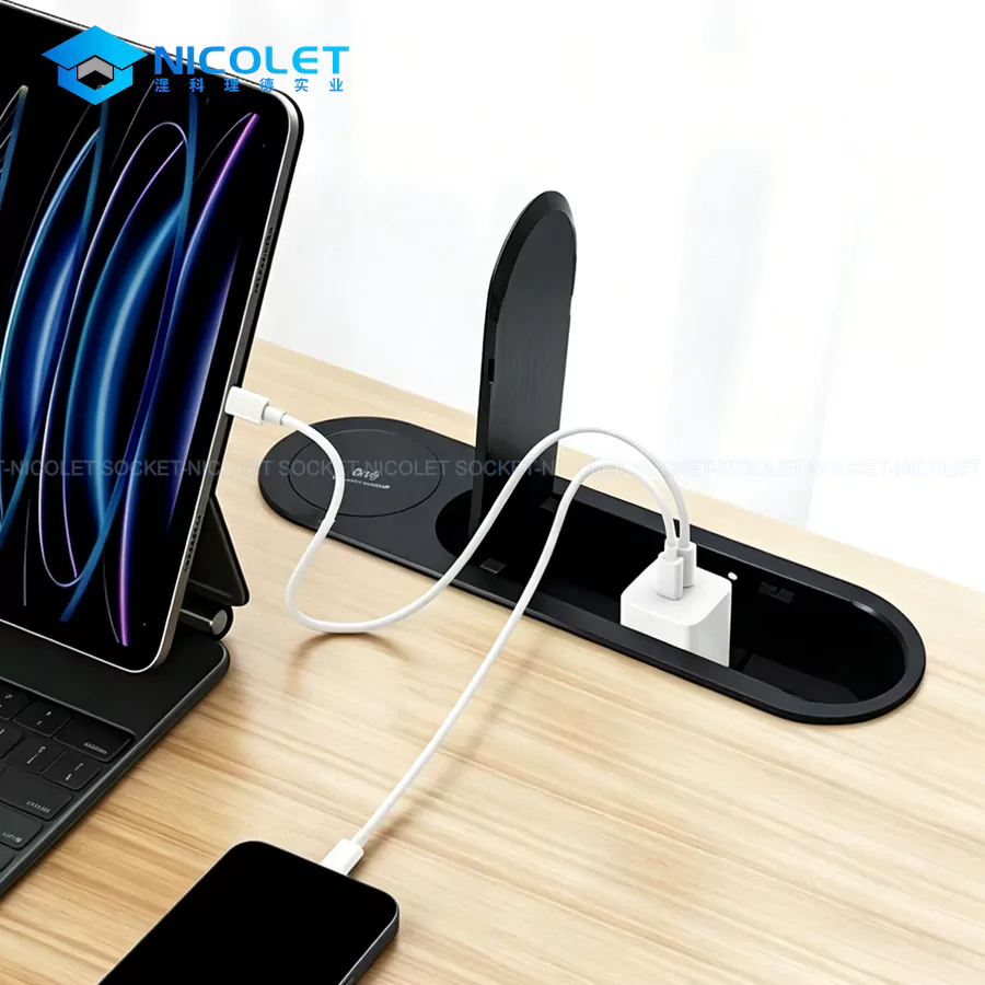 Desk Socket with 15W Qi Charger