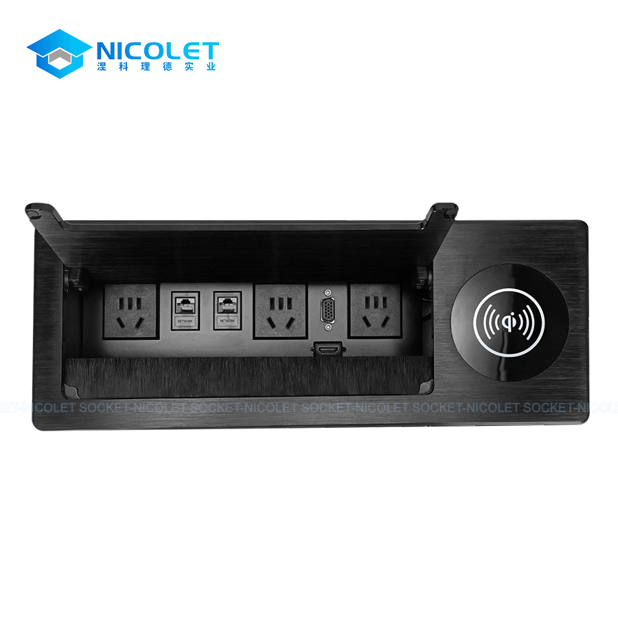 Flip-Up Desk Socket With Wireless Charging