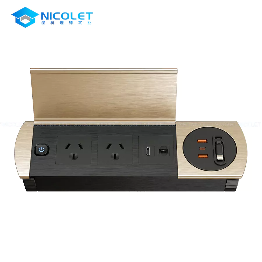 flip up desktop power hub (4) Flip-Up Desktop Power Hub