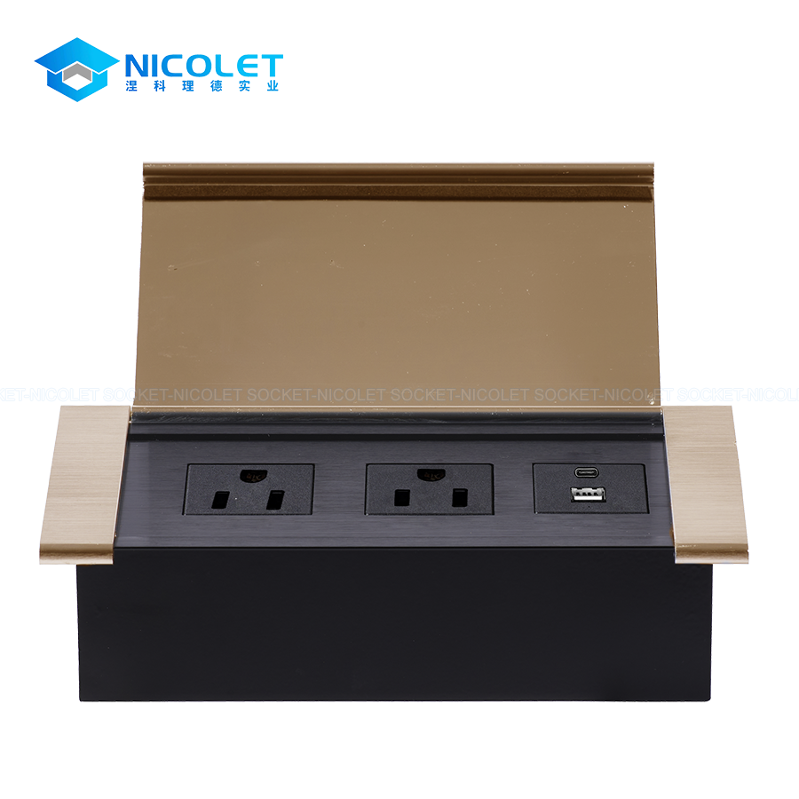 Flip-Up Office Desk Power Grommet