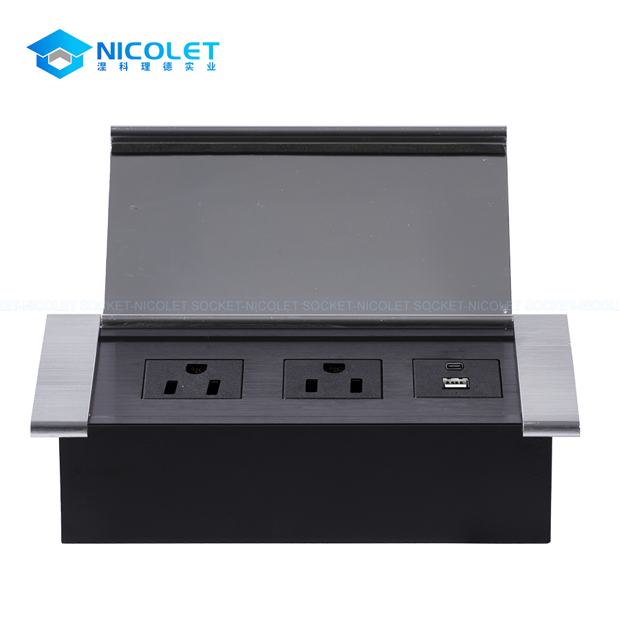 Flip-Up Office Desk Power Grommet