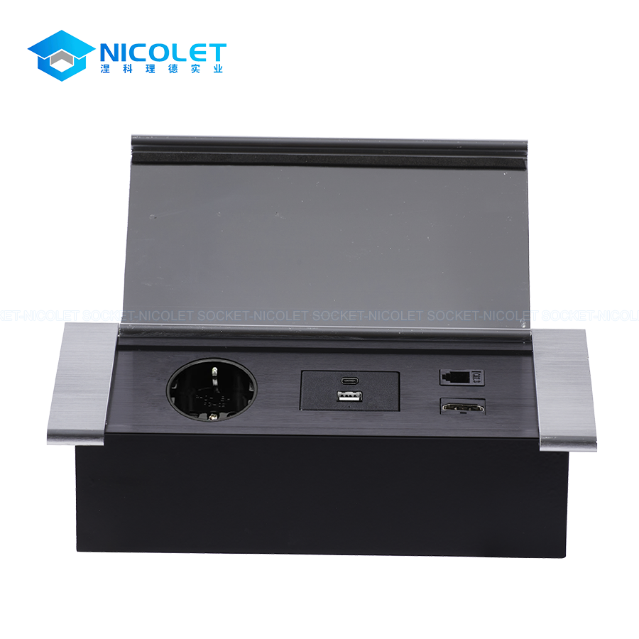 Flip-Up Recessed Desk Power Outlet