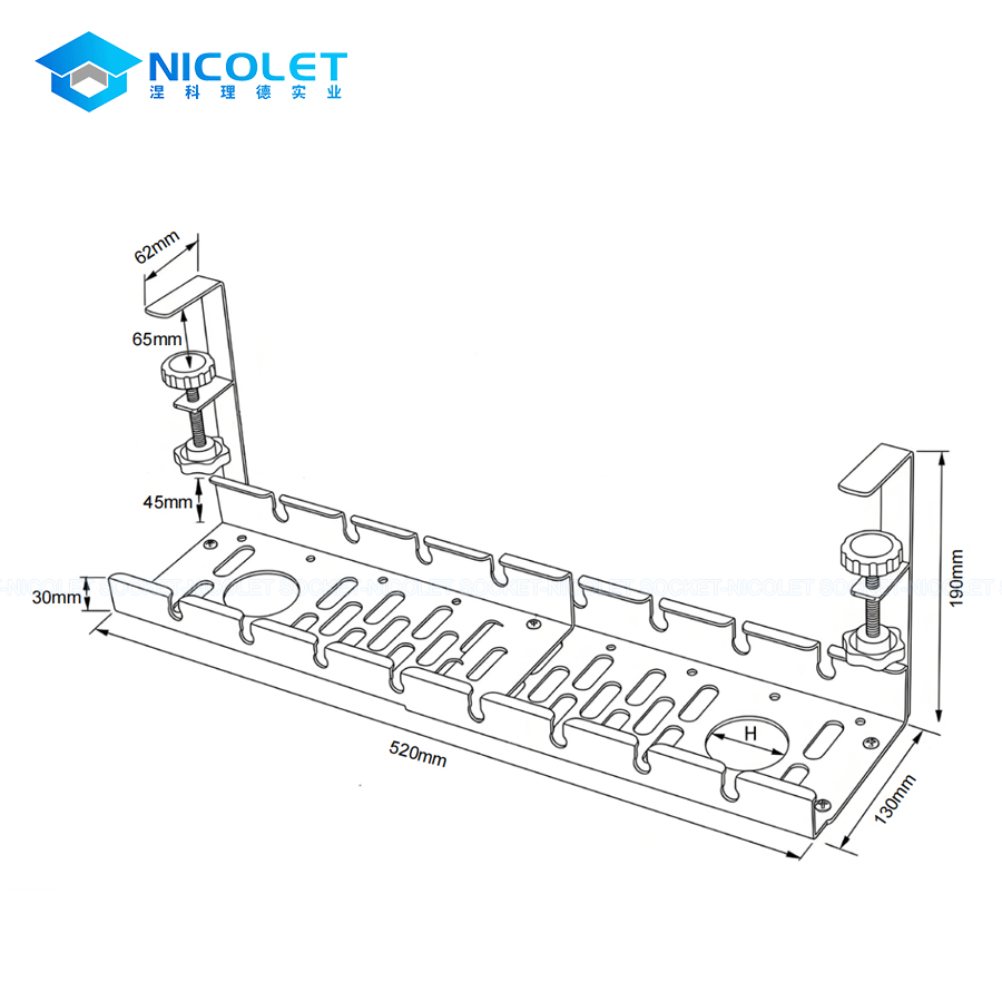 npb 04 wholesale clamp on cable management tray | nicolet workspace Wholesale Clamp-On Cable Management Tray