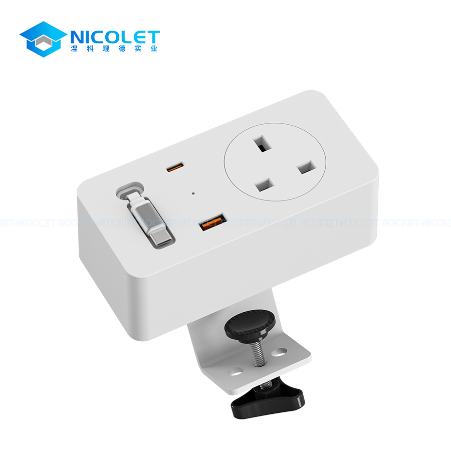 Clamp-On Desk Sockets & Modules clamp-on desk power outlet