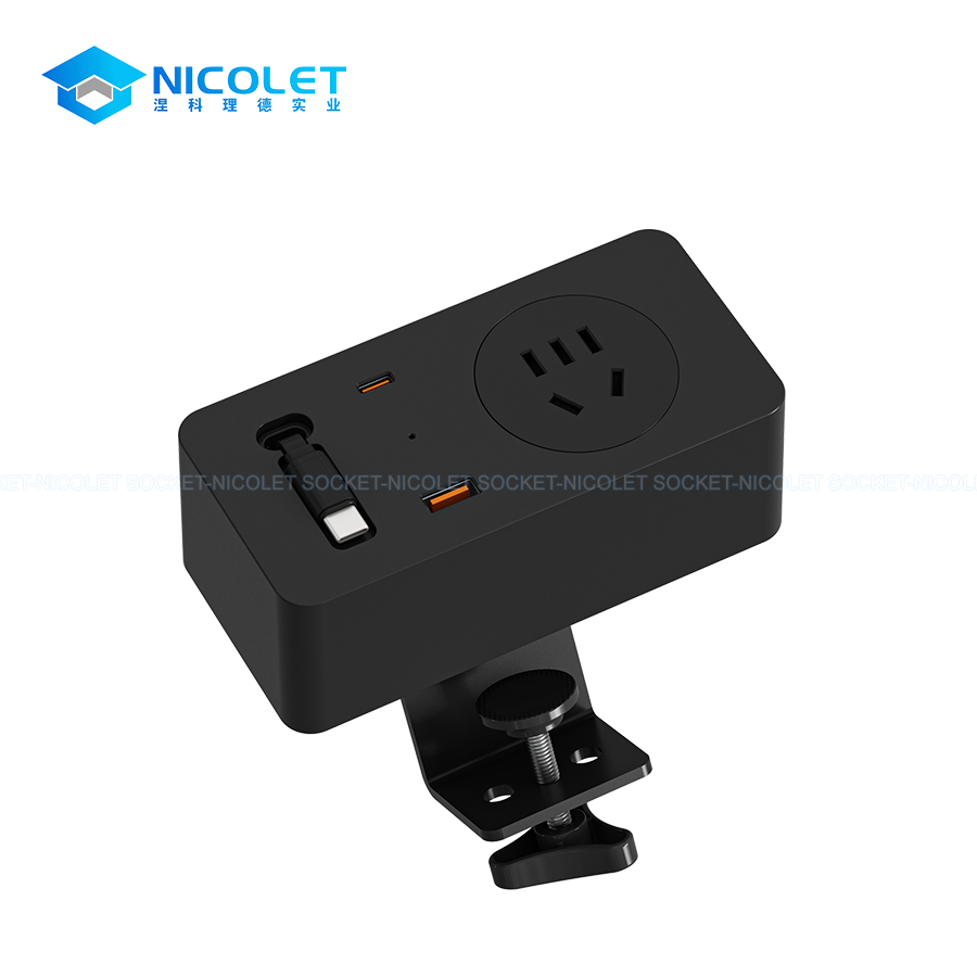 Clamp-On Desk Sockets & Modules clamp on desk power outlet with retractable type c & pd 20w | npj 1420