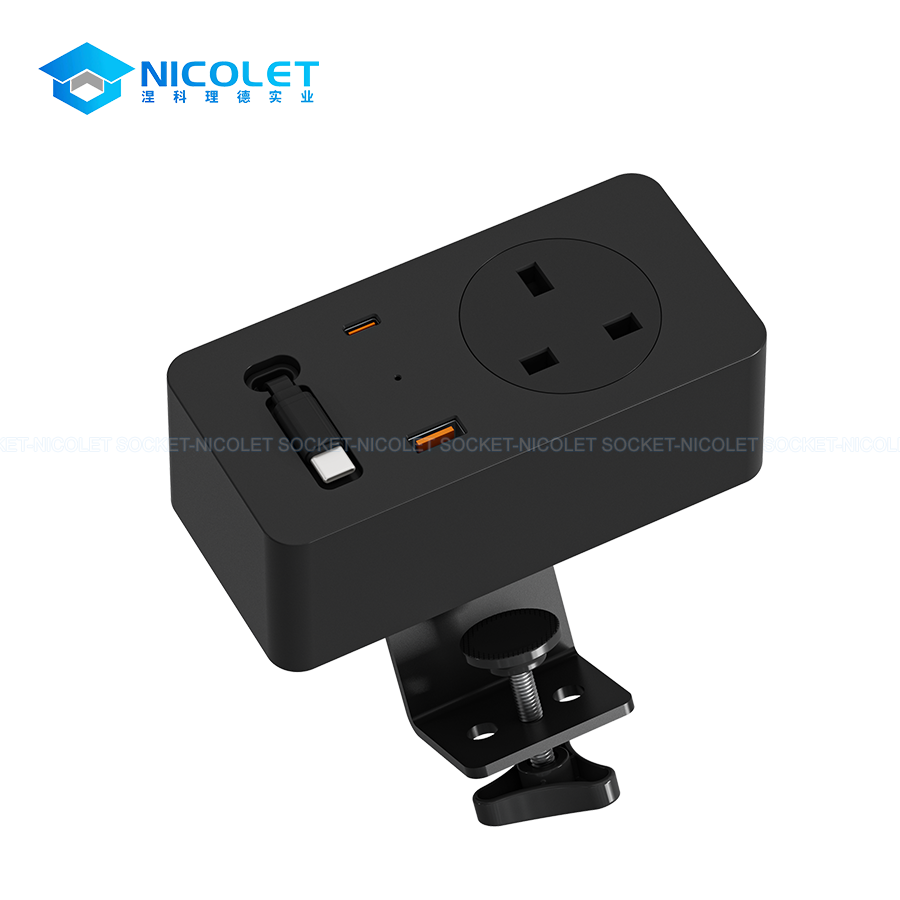 Clamp-On Desk Sockets & Modules clamp power outlet with usb