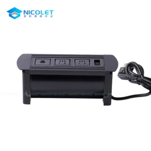 manual flip-up desk power outlet